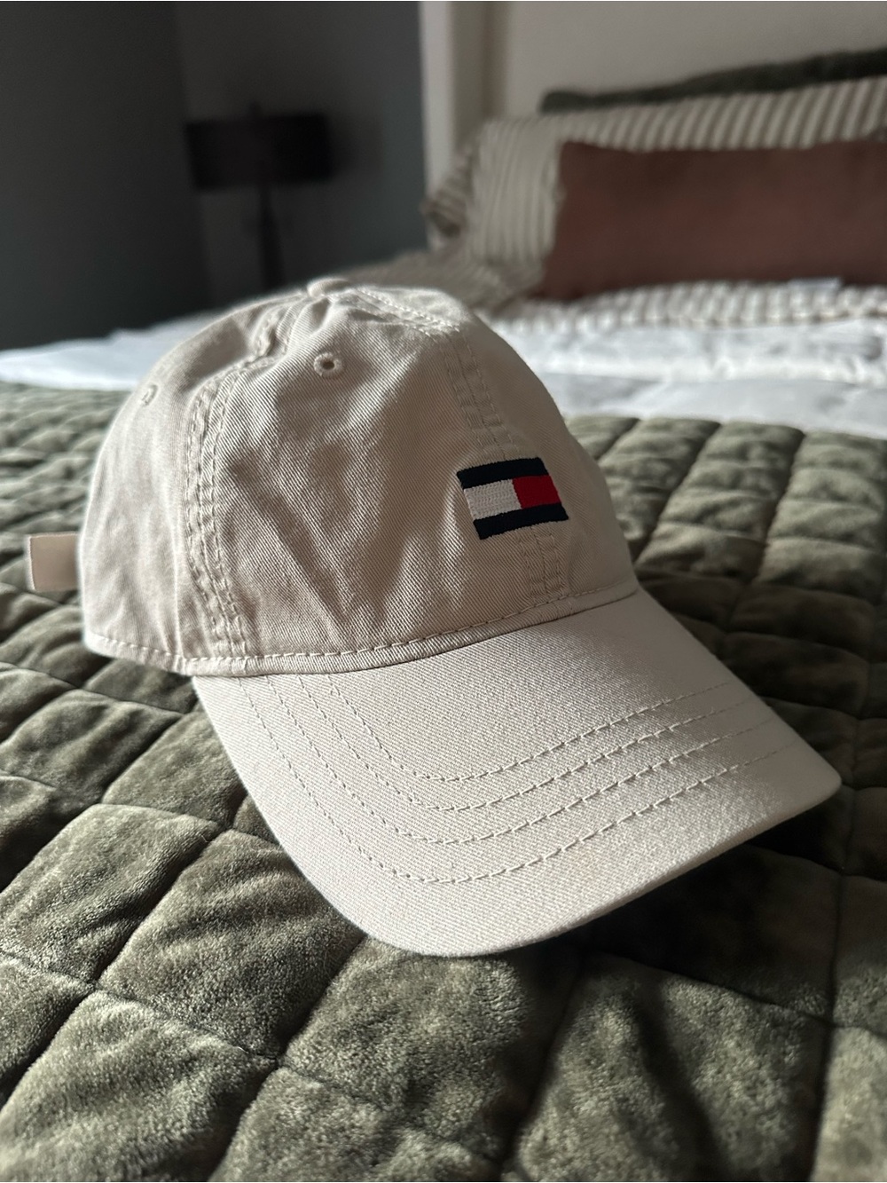 Tommy Hilfiger Cream Baseball Cap with Flag Logo